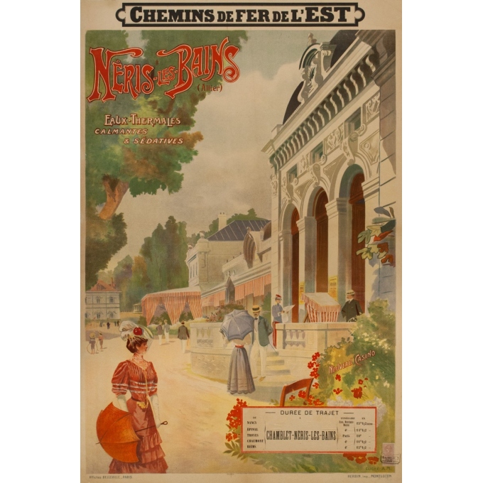 Vintage travel poster - A.M. - 1900 - Neris les bains- Allier - 43.1 by 28.9 inches Vintage travel poster - A.M. - 1900 - Neris les bains- Allier - 43.1 by 28.9 inches