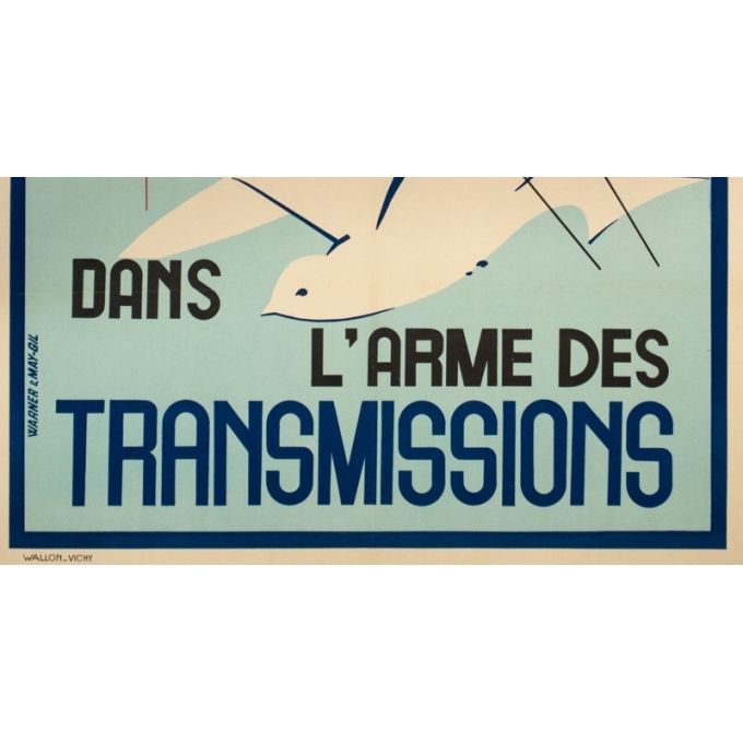 Affiche ancienne de publicité - warener & Gile - 1940- Engagez-vous dans l'Armée des transmissions- - 100 par 65 cm - 2