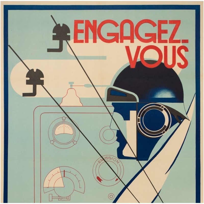 Vintage advertising poster - warener & Gile - 1940 - Engagez-vous dans l'Armée des transmissions- - 39.4 by 25.6 inches - 3