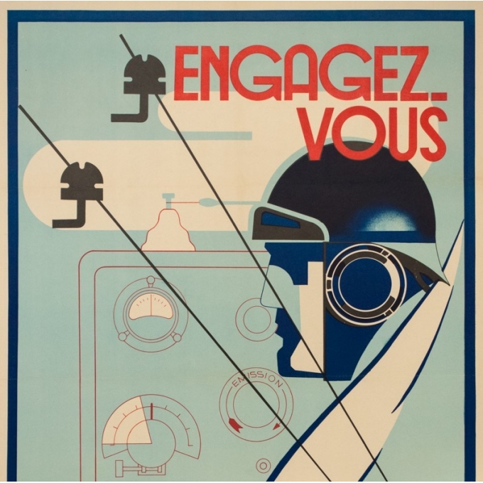 Vintage advertising poster - warener & Gile - 1940 - Engagez-vous dans l'Armée des transmissions- - 39.4 by 25.6 inches - 3