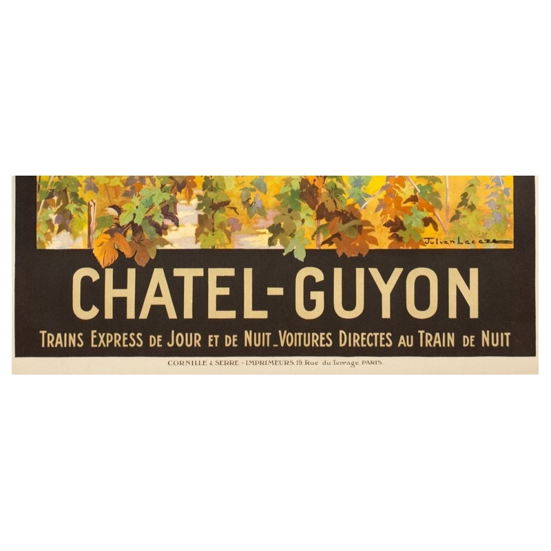 Vintage travel poster - Julien Lacaze - 1910  - Chatel Guyon France PLM - 42.1 by 30.5 inches - 3