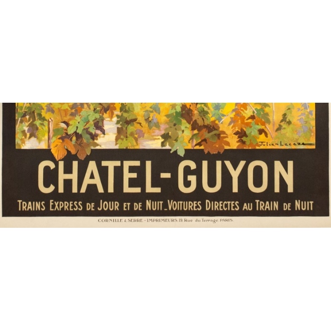 Affiche ancienne de voyage - Julien Lacaze - Ca 1910 - Chatel Guyon - 107 par 77.5 cm - 3 Affiche ancienne de voyage - Julien Lacaze - Ca 1910 - Chatel Guyon - 107 par 77.5 cm - 3