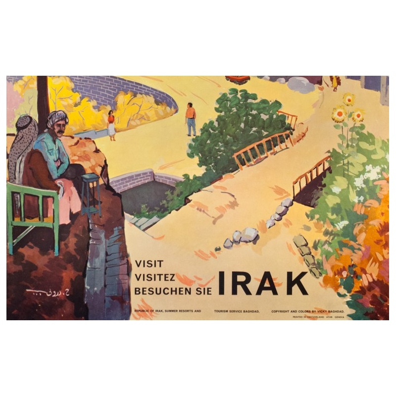 Affiche ancienne de voyage - 1960 - Irak- Kurdistan - 85 par 62.5 cm - 3