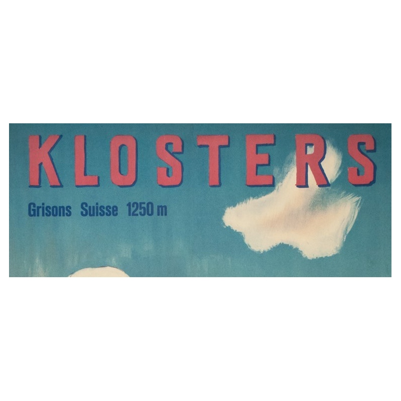 Affiche ancienne de voyage - L - 1954 - Klosters - Suisse-Grisons - 101.5 par 65 cm - 2