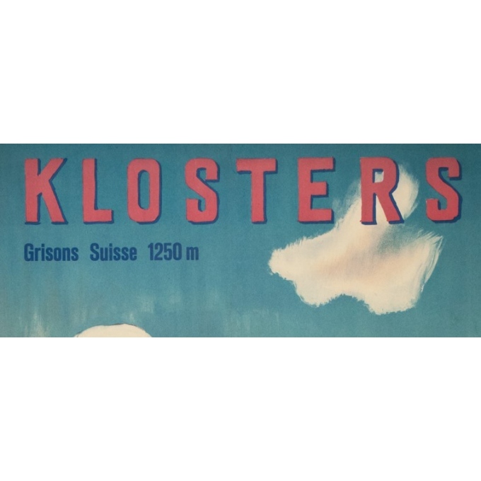 Vintage travel poster - L - 1954 - Klosters - Suisse-Grisons - 40 by 25.6 inches - 2