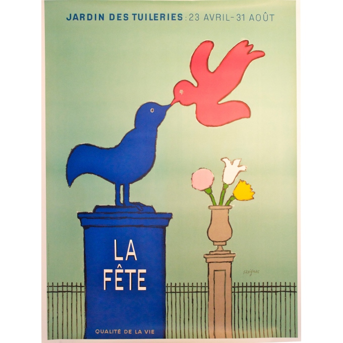 Affiche originale La fête Savignac, jardin des tuileries, Paris