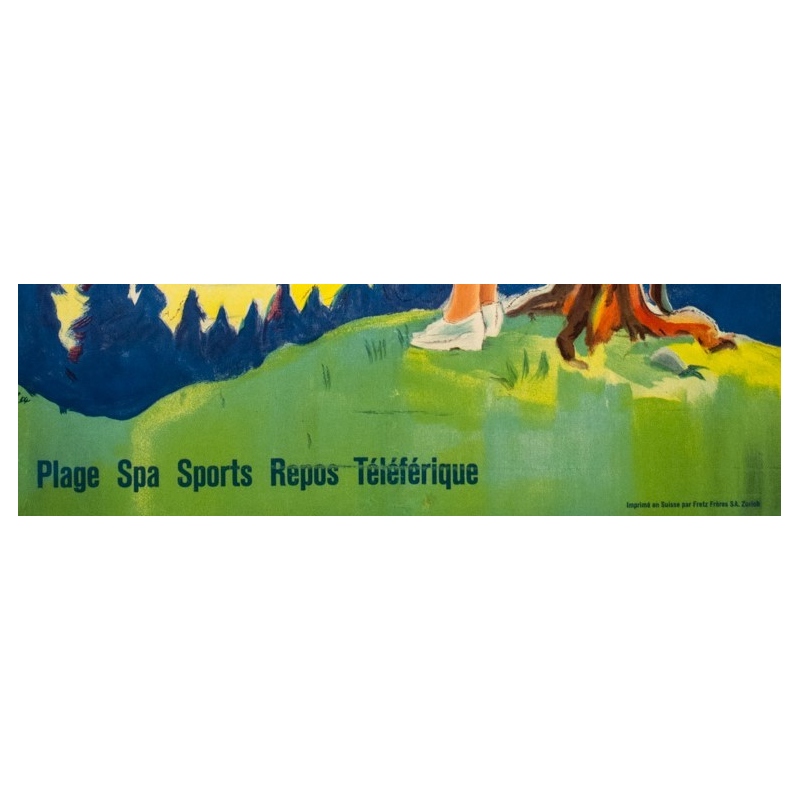 Vintage travel poster - L - 1954 - Klosters - Suisse-Grisons - 40 by 25.6 inches - 4