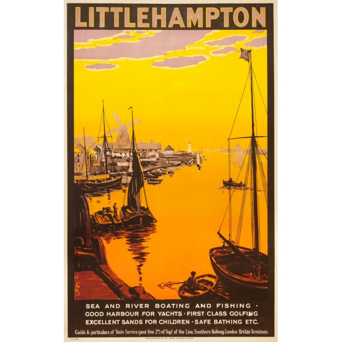 Affiche ancienne de voyage - anonyme  - 1923 - Little Hampton - 100 par 63 cm