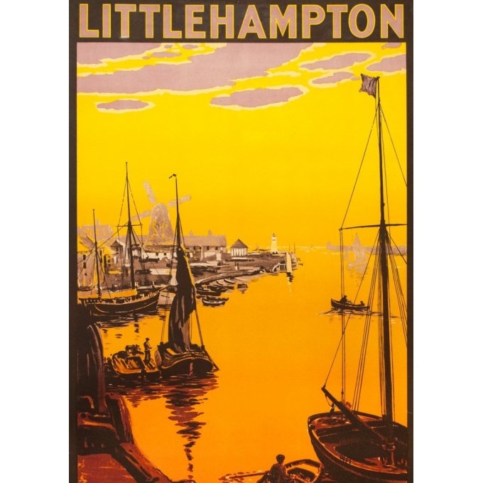 Affiche ancienne de voyage - anonyme  - 1923 - Little Hampton - 100 par 63 cm - 2