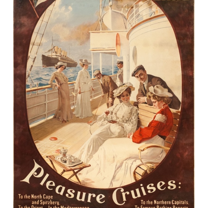 Affiche ancienne de voyage - Felix Schwormstadt - 1900- Hambourg-amerika-linie - 105.5 par 68.5 cm - 3