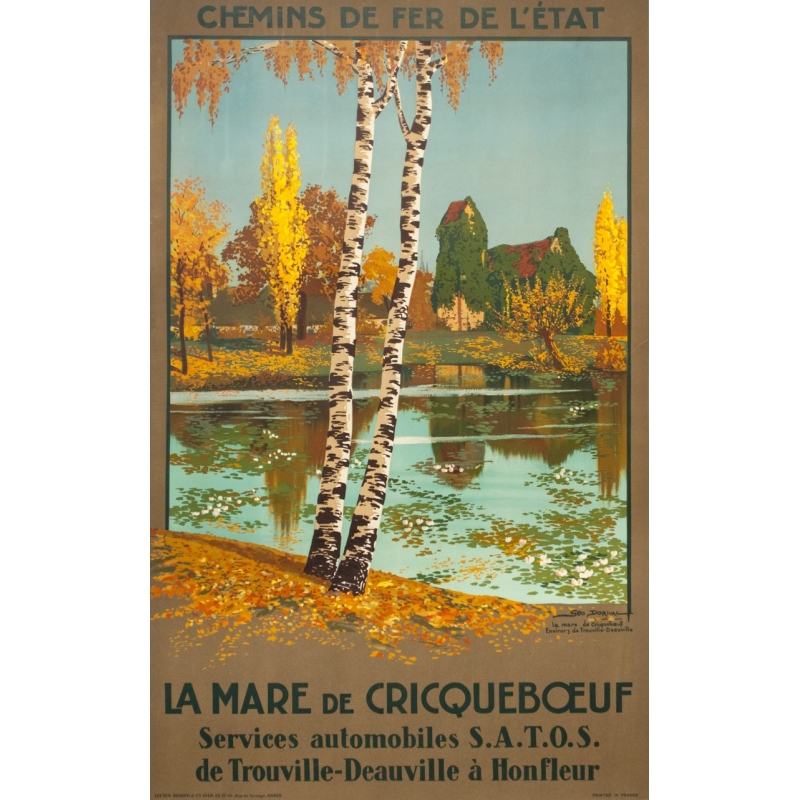 Affiche ancienne de voyage - Geo Dorival  - 1925 - La Marre de crique boeuf- 100 par 62 cm
