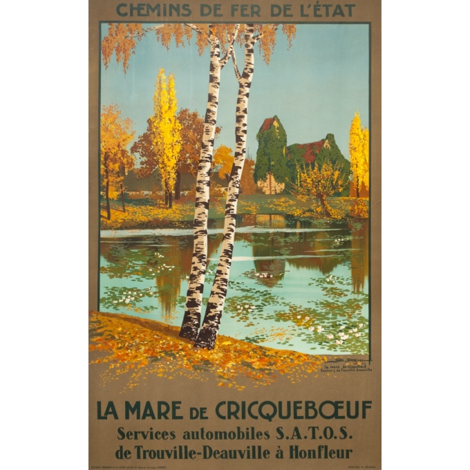 Affiche ancienne de voyage - Geo Dorival  - 1925 - La Marre de crique boeuf- 100 par 62 cm