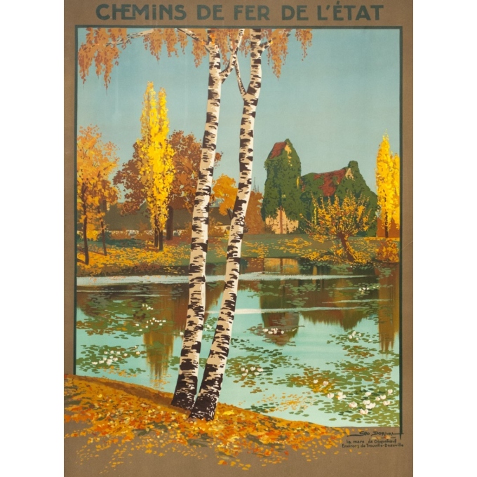 Affiche ancienne de voyage - Geo Dorival  - 1925 - La Marre de crique boeuf- 100 par 62 cm - 2