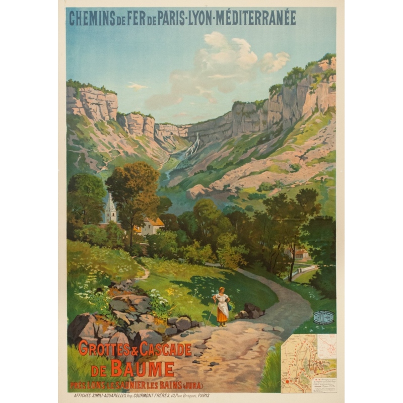 Vintage travel poster - Tanconvillle - 1898 - PLM-Grottes et cascades de Baume - 41.7 by 29.9 inches Vintage travel poster - Tanconvillle - 1898 - PLM-Grottes et cascades de Baume - 41.7 by 29.9 inches