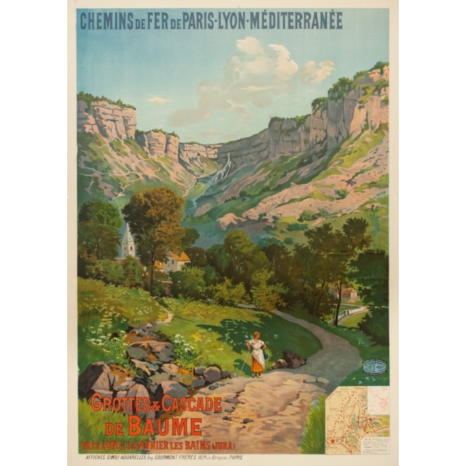 Vintage travel poster - Tanconvillle - 1898 - PLM-Grottes et cascades de Baume - 41.7 by 29.9 inches