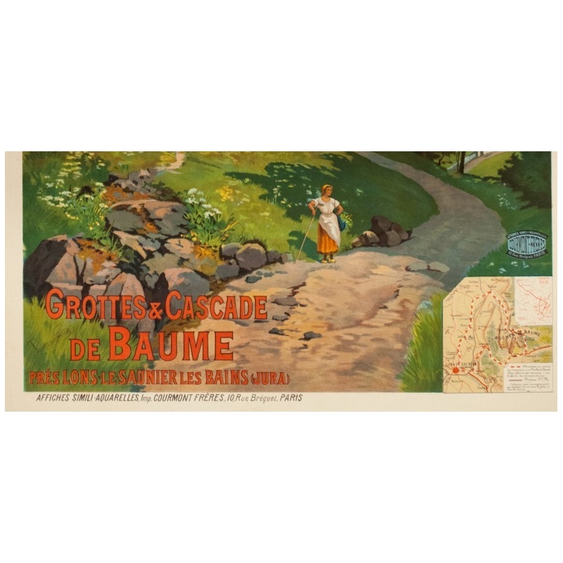 Vintage travel poster - Tanconvillle - 1898 - PLM-Grottes et cascades de Baume - 41.7 by 29.9 inches - 2 Vintage travel poster - Tanconvillle - 1898 - PLM-Grottes et cascades de Baume - 41.7 by 29.9 inches - 2