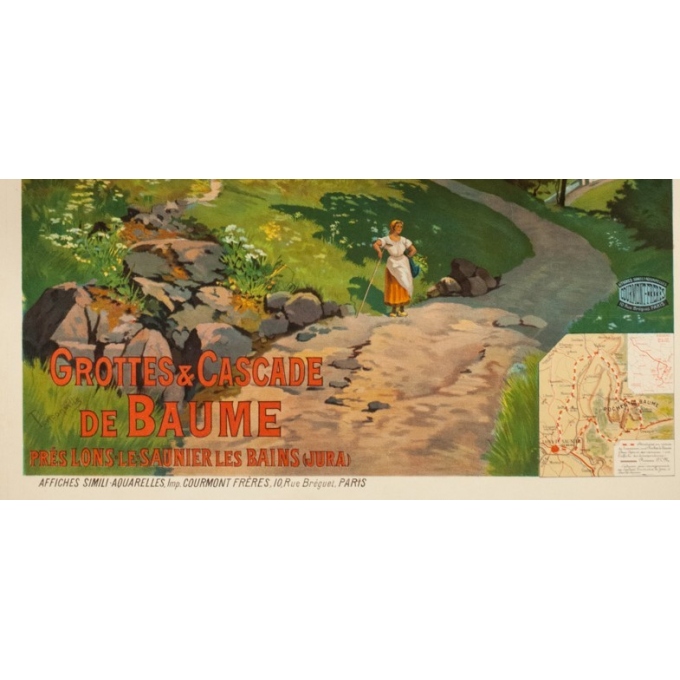 Vintage travel poster - Tanconvillle - 1898 - PLM-Grottes et cascades de Baume - 41.7 by 29.9 inches - 2