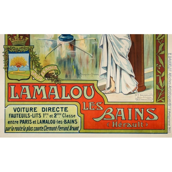 Affiche ancienne de voyage - Trinquier Trianon - 1905 - Lamalou les bains - 105 par 73.5 cm - 2