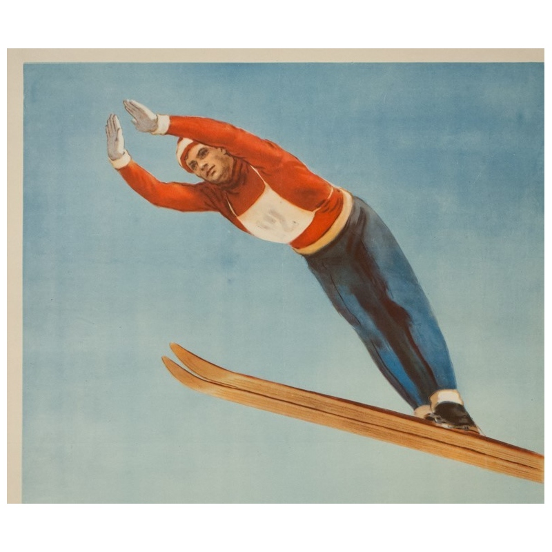 Vintage ad poster - ski in Russia - Berecknn - 32.48 by 22.64 inches - 2