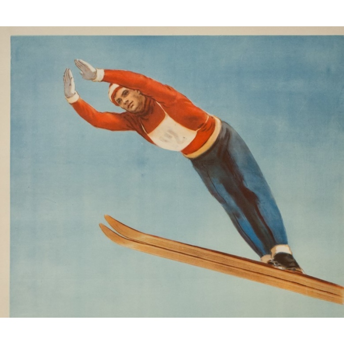 Affiche ancienne de publicité pour le sport - ski en Russie - Berecknn - 82.5 par 57.5 cm inches - 2