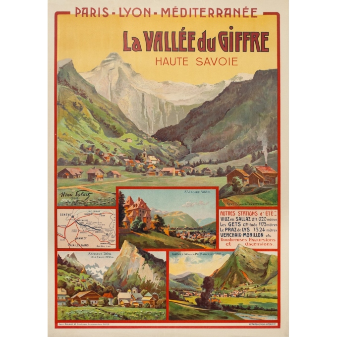 Affiche ancienne de voyage - Henri Polart - 1908 - PLM - La vallée du Giffre - 107 par 77 cm