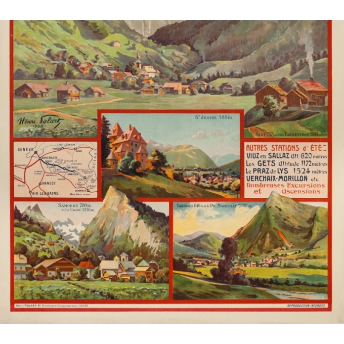 Affiche ancienne de voyage - Henri Polart - 1908 - PLM - La vallée du Giffre - 107 par 77 cm - 3