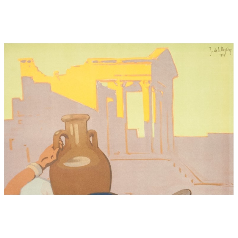 Affiche ancienne de voyage - Joseph de la Nézière - 1929- Douggas- Visitez la Tunisie - 100 par 63 cm - 2