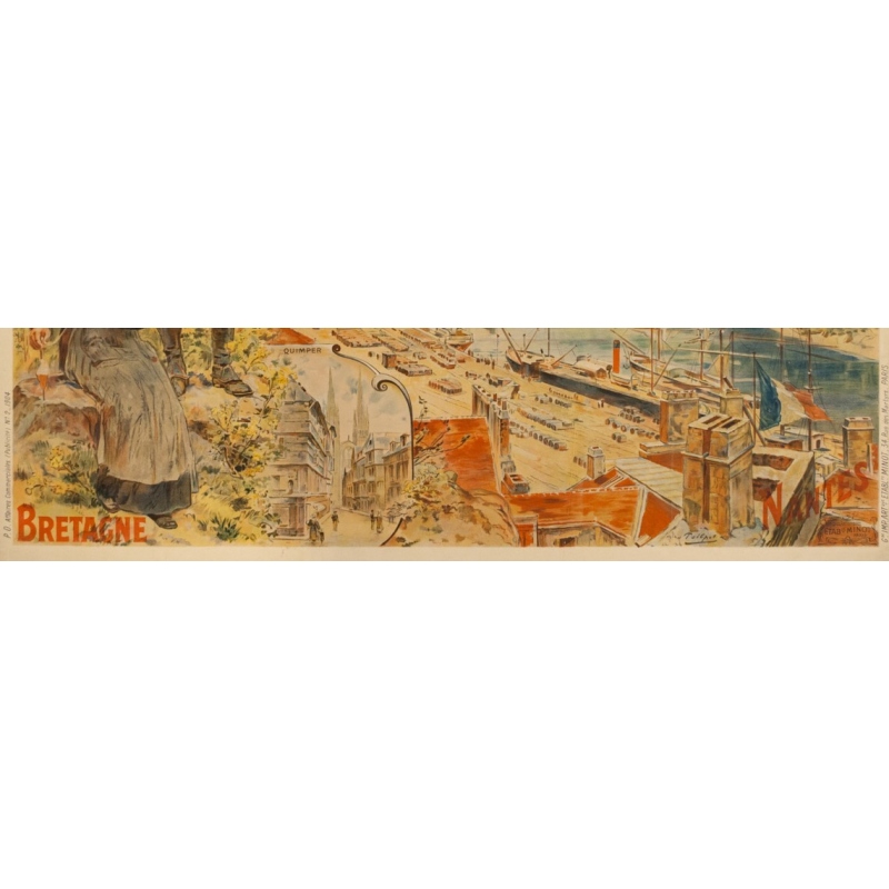 Affiche ancienne de voyage - toilpot - 1904- Bretagne-Nantes - 107 par 74 cm - 2