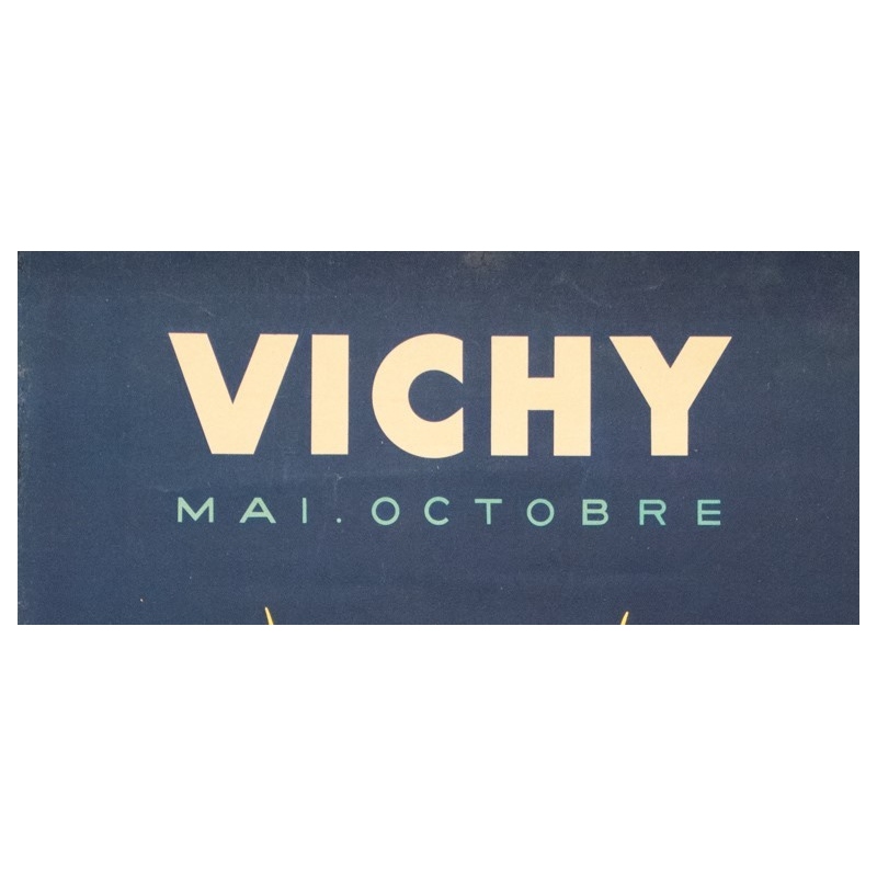 Vintage travel poster - Paul Colin - 1950 - Vichy France - 39.4 by 24.6 inches - 2