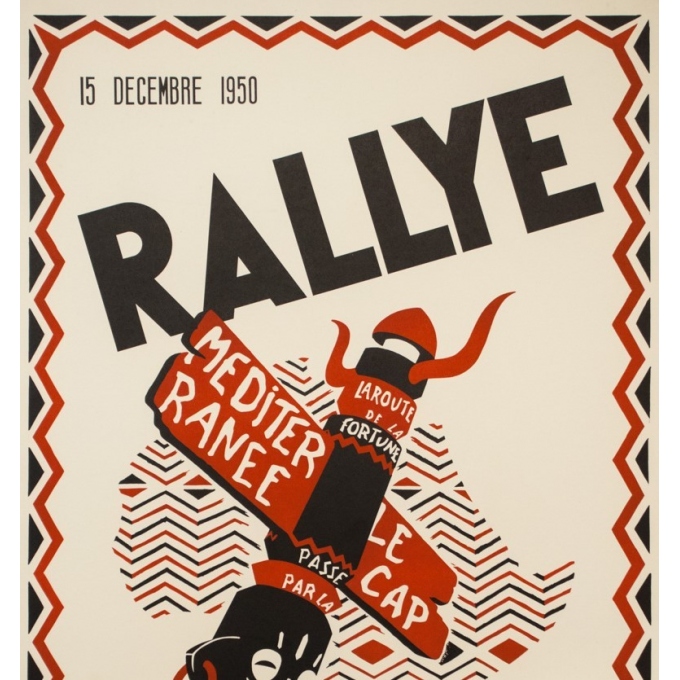 Vintage travel poster - la Hogue - 1950 - Rallye - Algers - Le cap - 39.4 by 25.8 inches - 2 Vintage travel poster - la Hogue - 1950 - Rallye - Algers - Le cap - 39.4 by 25.8 inches - 2