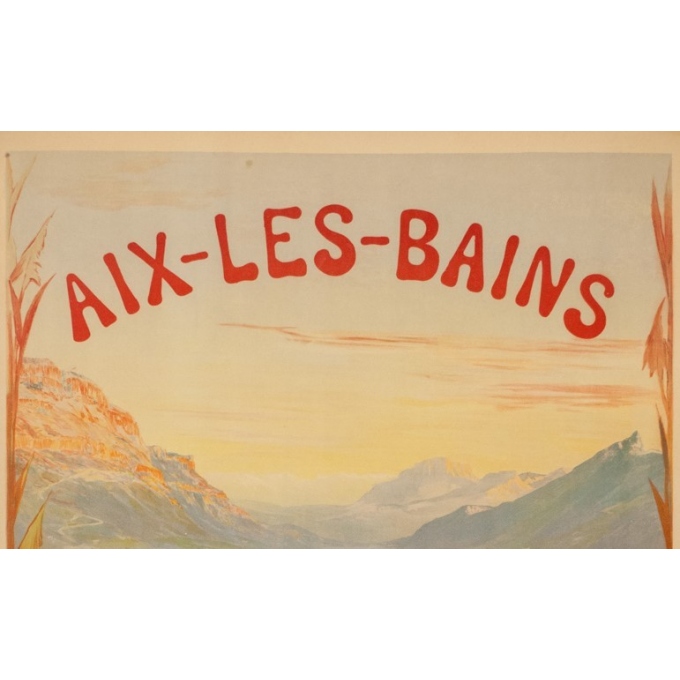 Vintage travel poster - Cachoud - 1900 - Aix les Bains - 45.3 by 32.9 inches - 2