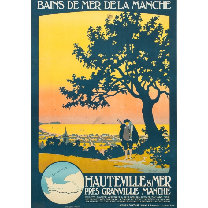 Affiche ancienne de voyage - Constant Duval - 1920 - Bains de mer de la Manche - 107.5 par 77.5 cm