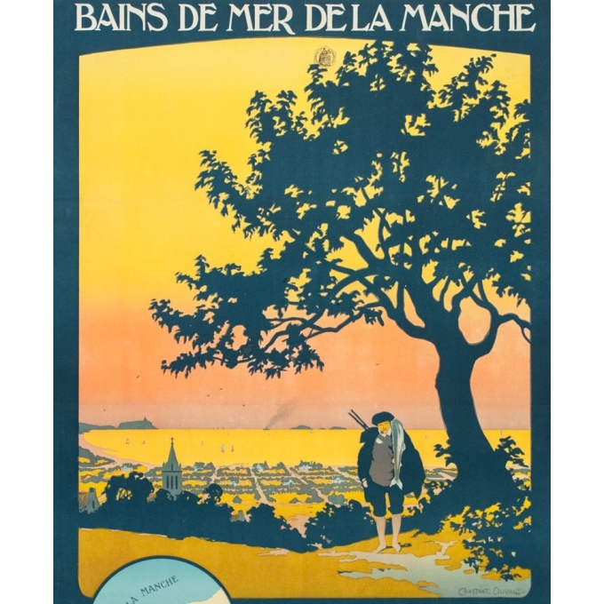 Affiche ancienne de voyage - Constant Duval - 1920 - Bains de mer de la Manche - 107.5 par 77.5 cm - 2