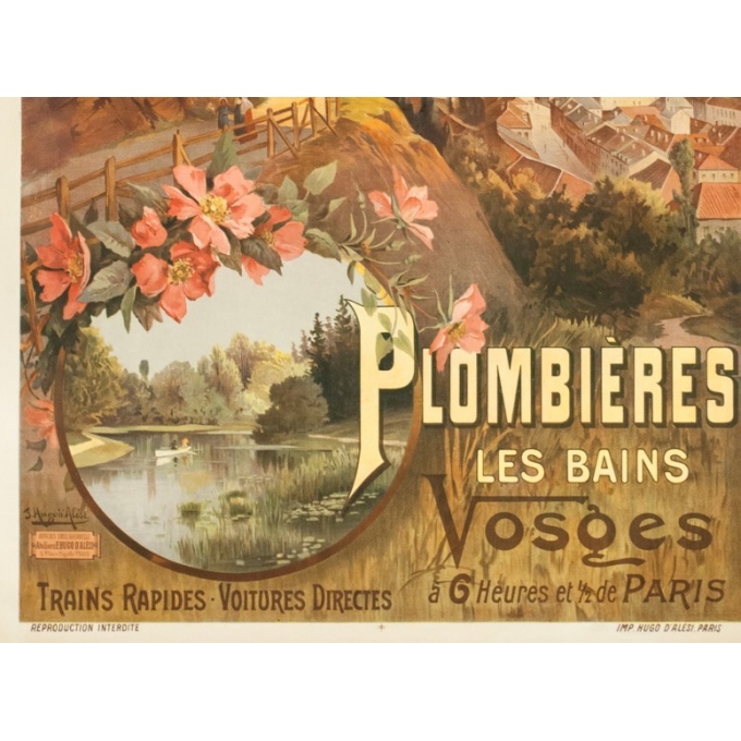 Vintage travel poster - Hugo d'Alési - 1900 - Plombière les bains - 45.1 by 32.7 inches - 4
