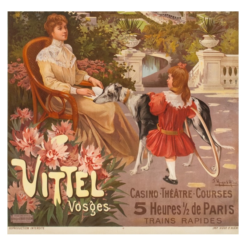 Vintage travel poster - Hugo d'Alési - 1900 - Vitel - Les Vosges - 45.1 by 32.1 inches - 3