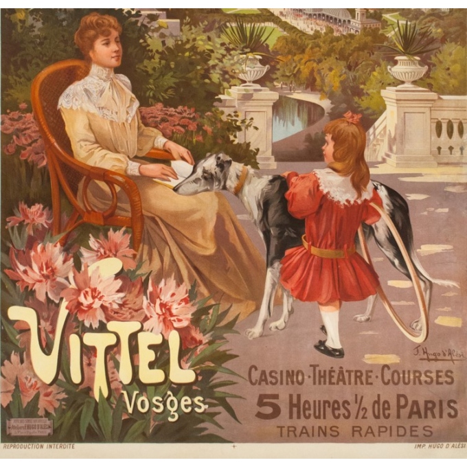 Affiche ancienne de voyage - Hugo d'Alési - 1900 - Vitel - Les Vosges - 114.5 par 81.5 cm - 3