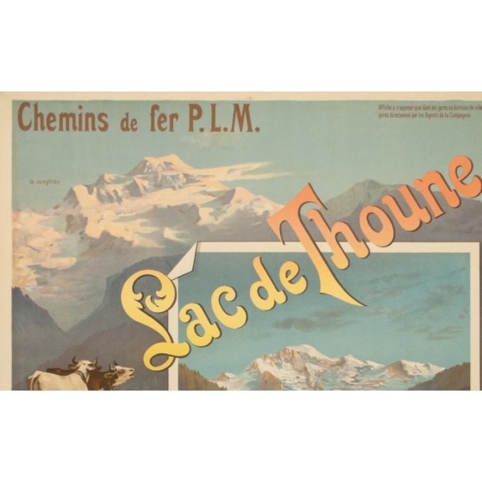 Vintage travel poster - Hugo d'Alési - 1900 - Lac de Thoune - 44.3 by 32.5 inches - 2