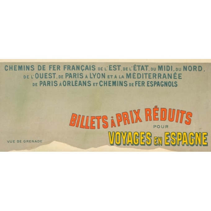 Affiche ancienne de voyage - Hugo d'Alési - 1900 - Billets à prix réduits pour Voyages en Espagne - 113.5 par 81 cm - 2