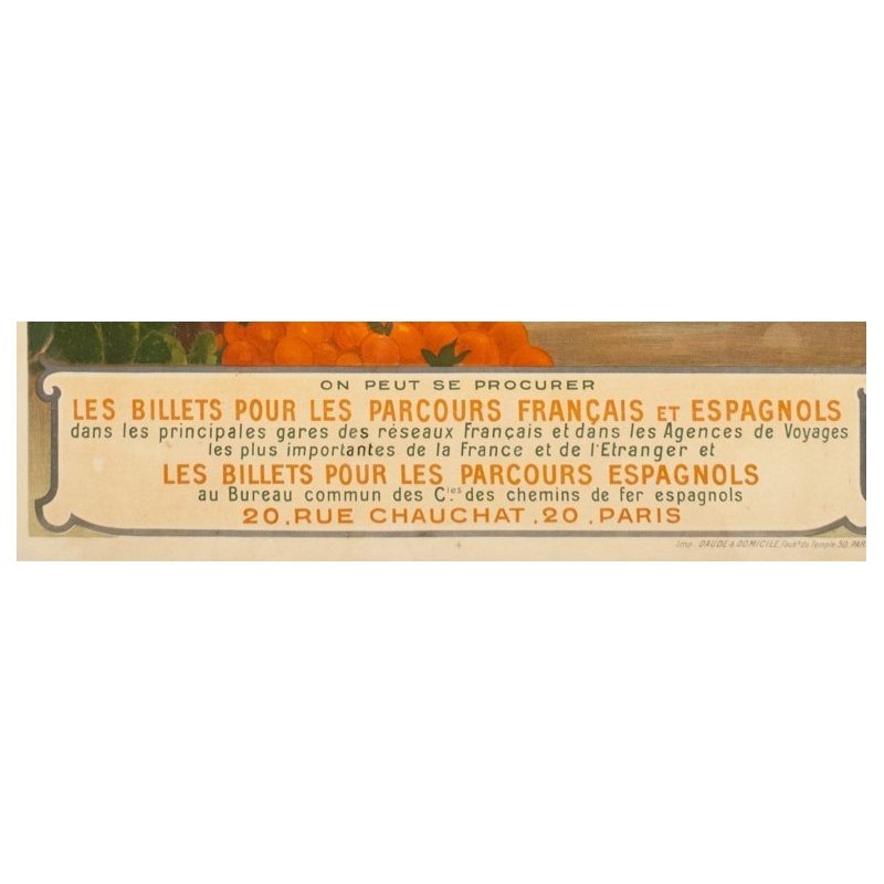 Vintage travel poster - Hugo d'Alési - 1900 - Billets à prix réduits pour Voyages en Espagne - 44.7 by 31.9 inches - 4