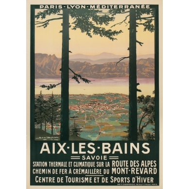 Affiche ancienne de voyage - Dorival - 1913 - Aix les Bains - 107.5 par 78 cm
