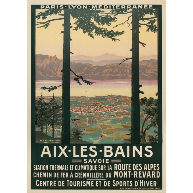 Affiche ancienne de voyage - Dorival - 1913 - Aix les Bains - 107.5 par 78 cm