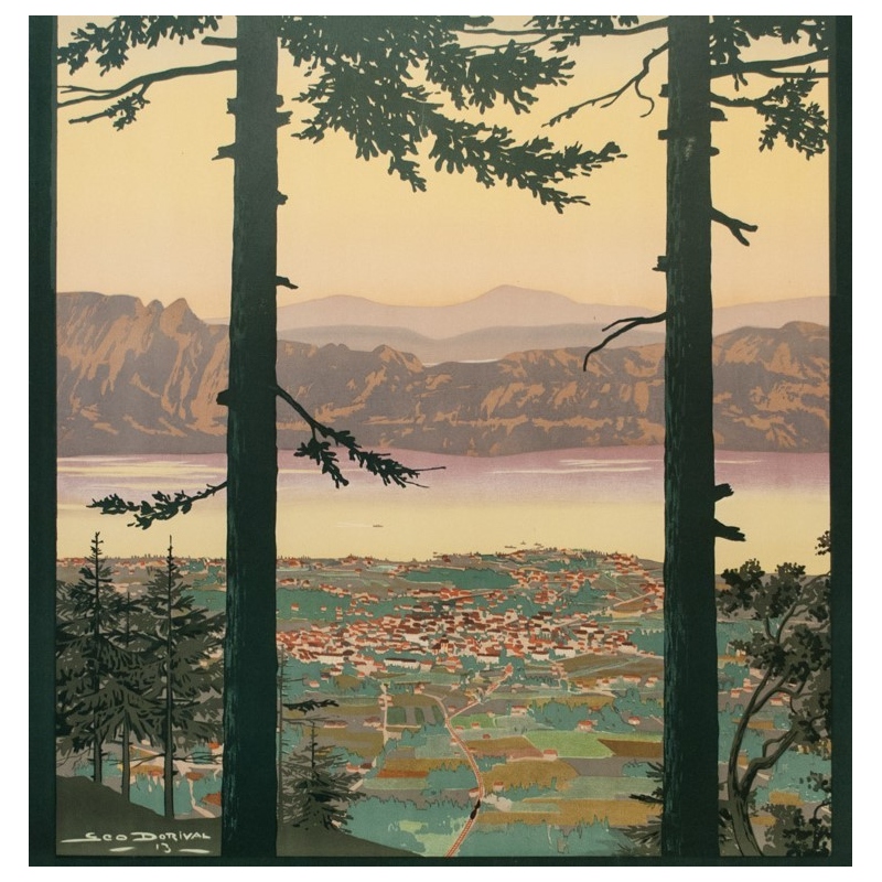 Vintage travel poster - Dorival - 1913 - Aix les Bains - 42.3 by 30.7 inches - 3