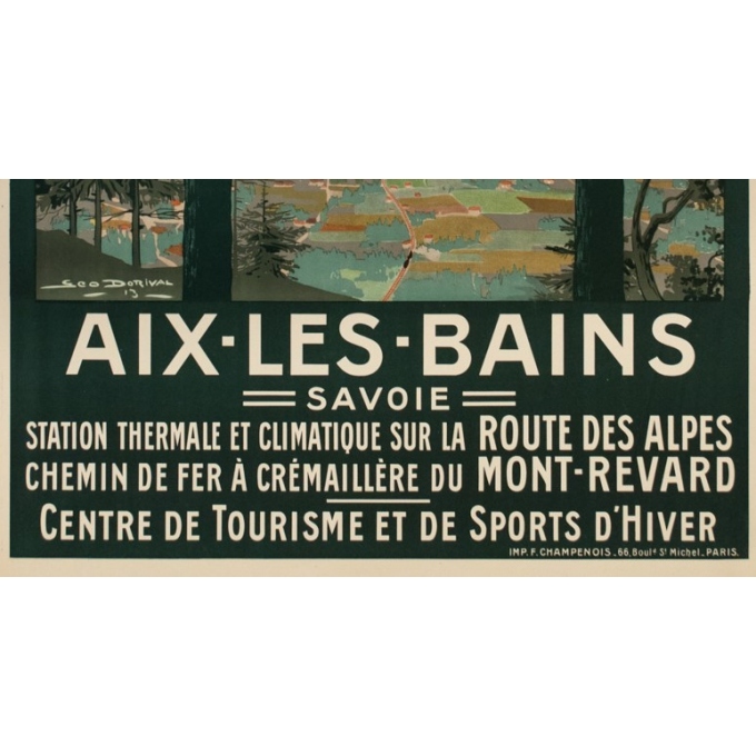 Vintage travel poster - Dorival - 1913 - Aix les Bains - 42.3 by 30.7 inches - 4