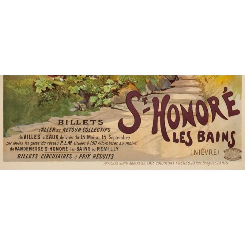 Vintage travel poster - Tanconville - 1900 - Saint Honoré les Bains - 41.3 by 31.9 inches - 2