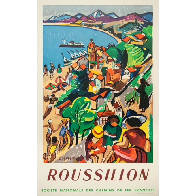 Affiche ancienne de voyage - Desnoyer - 1932- Roussillon - SNCF - 106 par 68.2 cm