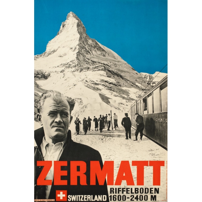 Affiche ancienne de voyage - Perrn-Barberini - 1937 - Zermatt - 98 par 64 cm