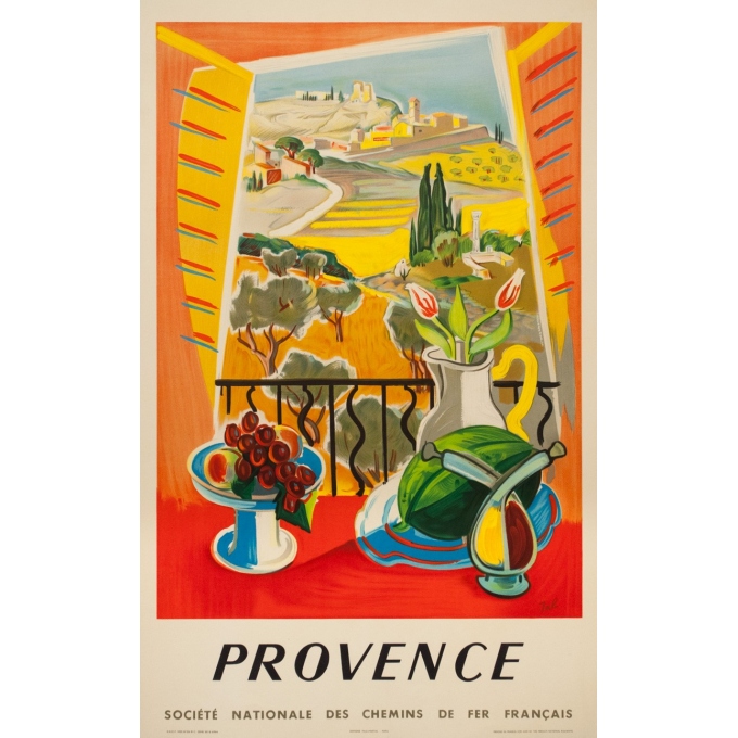 Affiche ancienne de voyage - Jal - 1959 - Provence SNCF - 99.5 par 62 cm