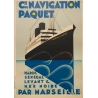 Vintage travel poster - M.Ponty - Circa 1930  - Compagnie Navigation Paquet - 41.1 by 28.7 inches