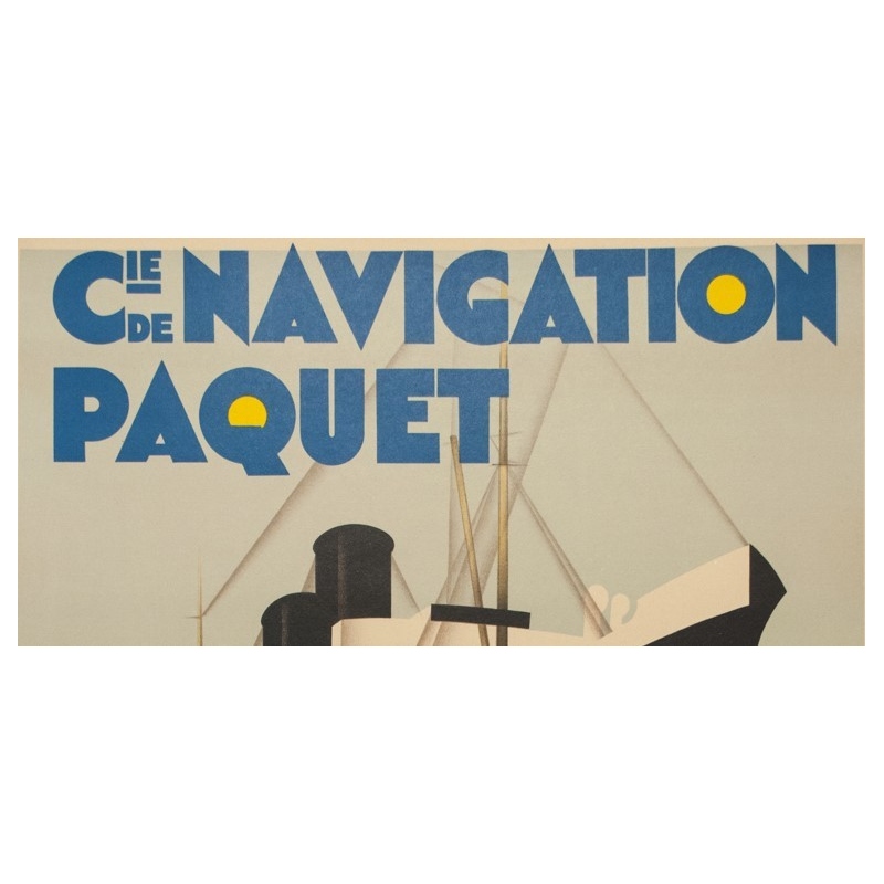 Affiche ancienne de voyage - M.Ponty - Circa 1930  - Compagnie Navigation Paquet - 104.5 par 73 cm - 2