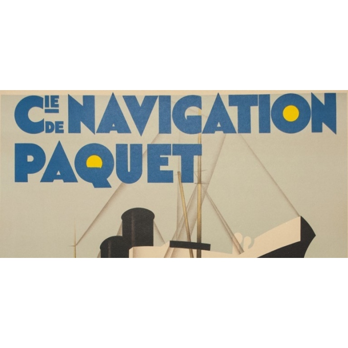 Affiche ancienne de voyage - M.Ponty - Circa 1930  - Compagnie Navigation Paquet - 104.5 par 73 cm - 2